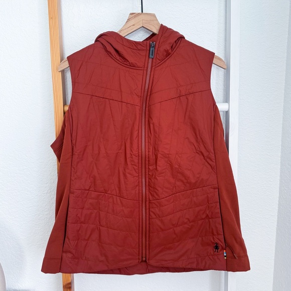 Smartwool Women's Smartloft Vest Hooded Zip Up Pecan Brown Red XL - Picture 2 of 12